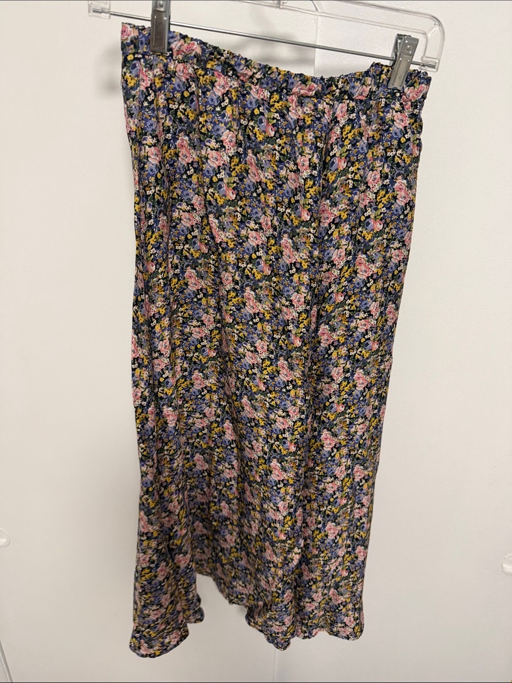 Zara Floral Maxi Skirt in Navy with Pink and Yellow Blooms